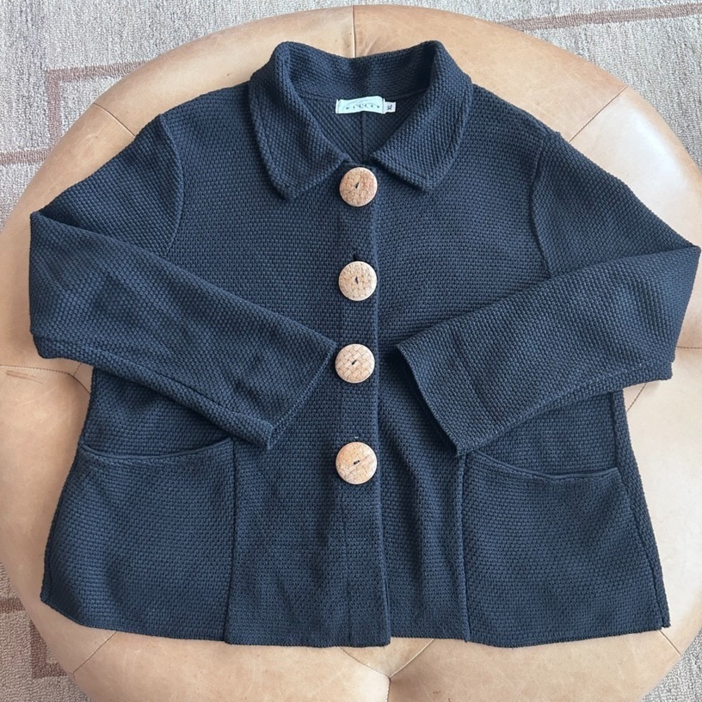 Willow Oversized Knit Cardigan Sweater Womens XL Black Lagenlook Art Teacher